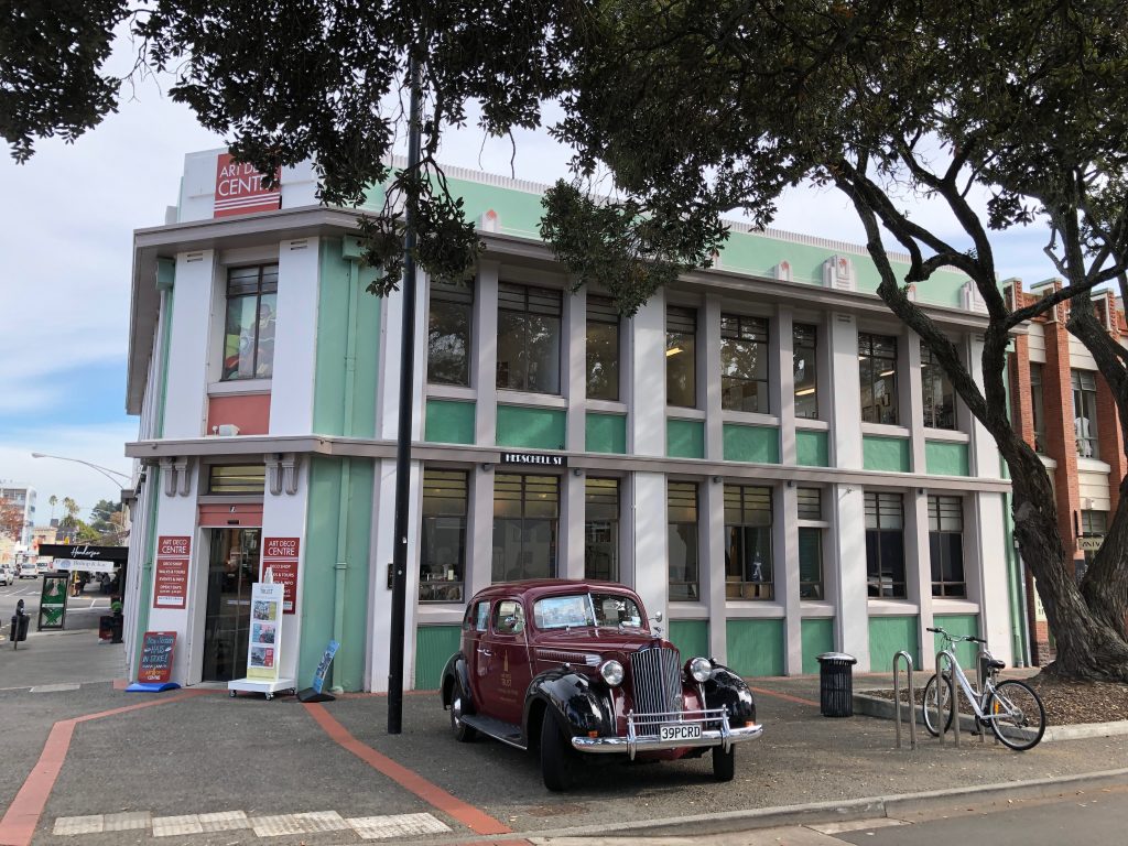 A vintage car in downtown Napier, New Zealand. 