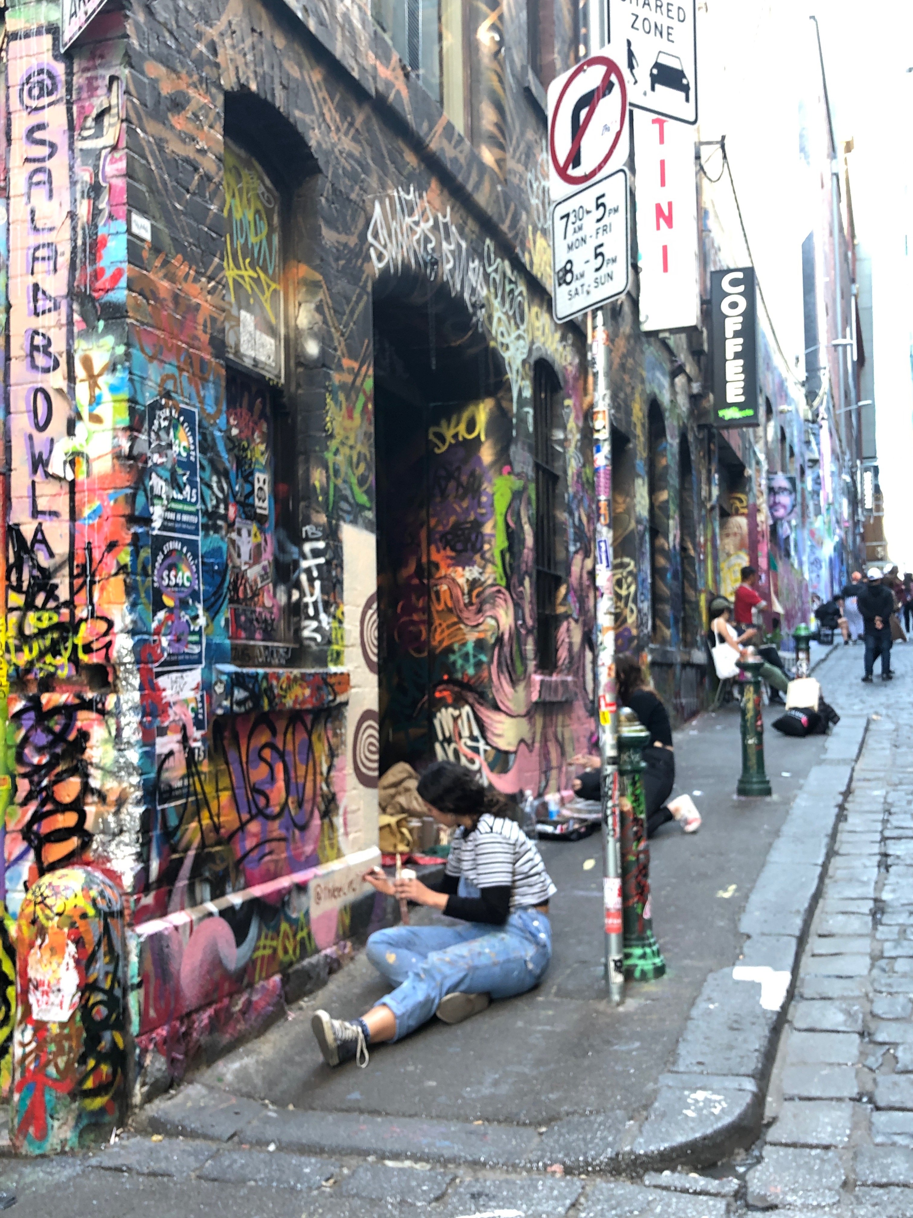 A street artist working in Melbourne, Australia