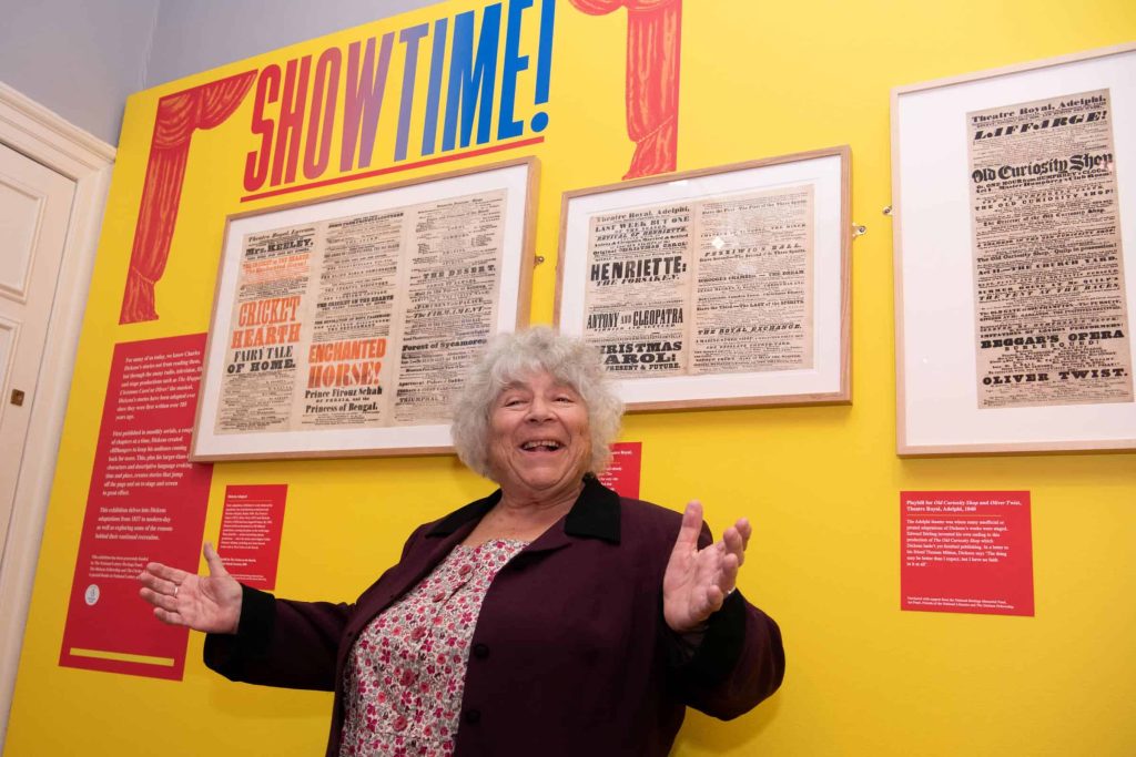 Actress Miriam Margolyes opened a new exhibition at The Charles Dickens Museum celebrating the adaptations of the author's work and his love of performing (Image: Dickens House Museum)